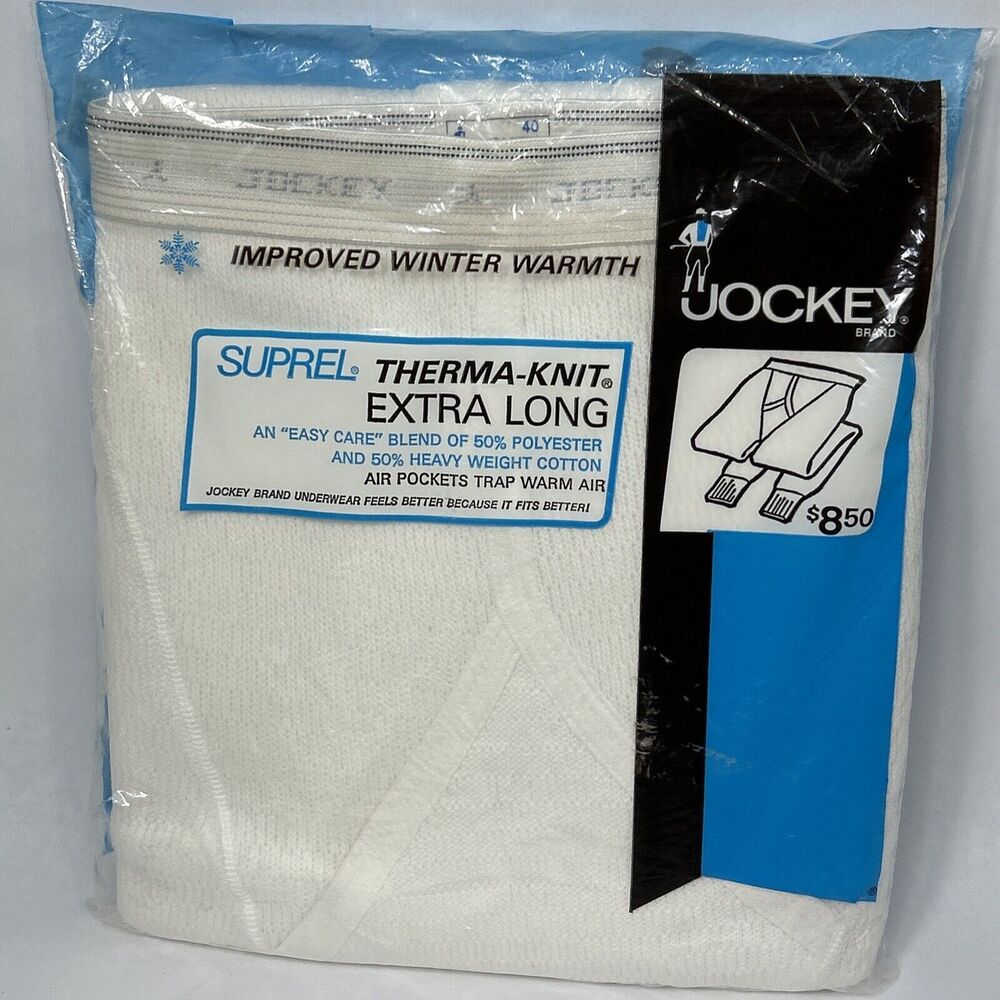 Vtg Jockey Thermal Long Underwear Pants Sz 40 Extra Long Suprel Knit White NOS